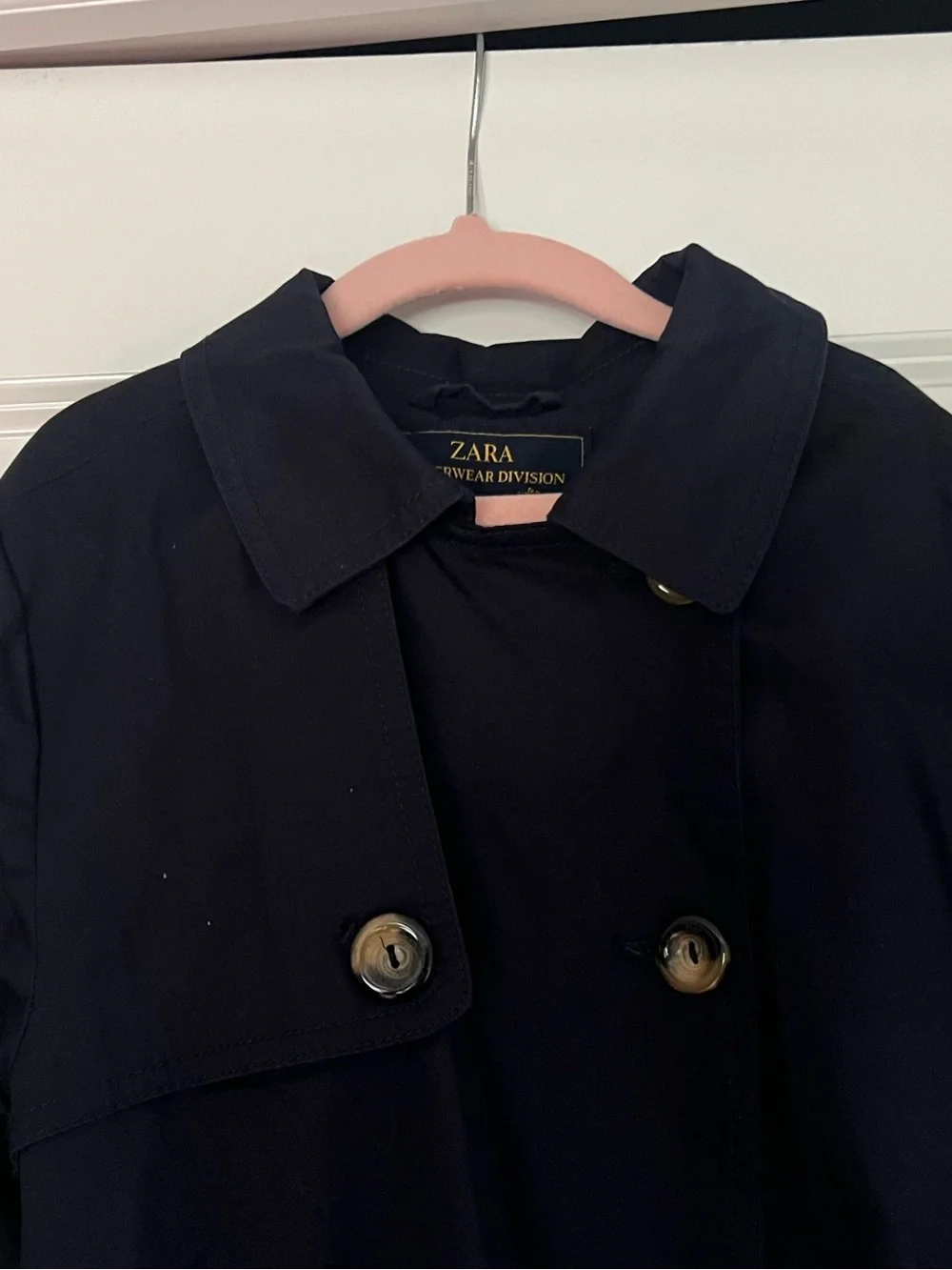 NWOT ZARA Kids Dark Blue Trench Coat Girls size 9-10 Water Resistant